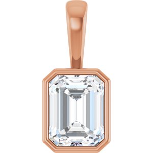 18K Rose Gold 9x7 mm Emerald Charm/Pendant Mounting
