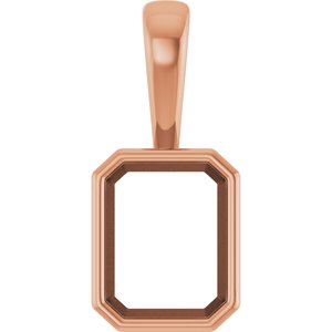 10K Rose Gold 9x7 mm Emerald Charm/Pendant Mounting – image 2