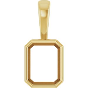 10K Yellow Gold 9x7 mm Emerald Charm/Pendant Mounting – image 2