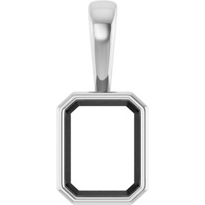 14K White Gold 9x7 mm Emerald Charm/Pendant Mounting – image 2