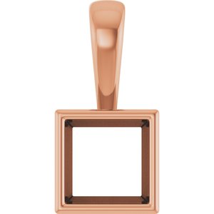14K Rose Gold 6x6 mm Square Charm/Pendant Mounting – image 2