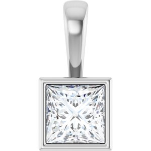 14K X1 White Gold 6x6 mm Square Charm/Pendant Mounting
