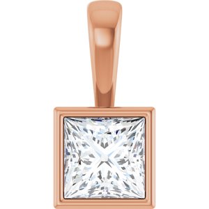 14K Rose Gold 6x6 mm Square Charm/Pendant Mounting