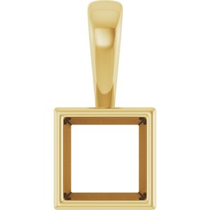 10K Yellow Gold 6x6 mm Square Charm/Pendant Mounting – image 2
