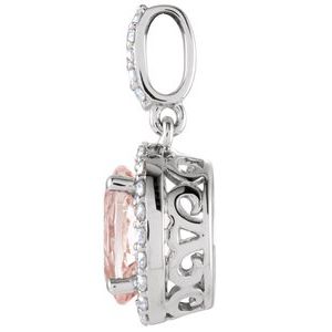 14K White Gold Natural Pink Morganite & 1/6 CTW Natural Diamond Pendant