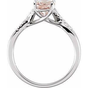 14K White Gold Natural Pink Morganite & .06 CTW Natural Diamond Ring