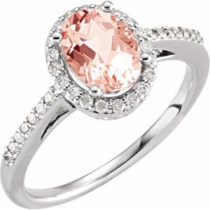 14K White Gold Natural Morganite & 1/5 CTW Natural Diamond Ring