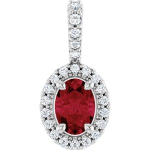 Platinum Lab-Grown Ruby & 1/5 CTW Natural Diamond Halo-Style Pendant