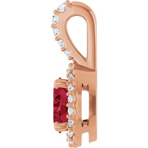 14K Rose Gold Lab-Grown Ruby & 1/5 CTW Natural Diamond Halo-Style Pendant