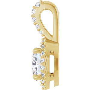 14K Yellow Gold Lab-Grown Moissanite & 1/5 CTW Natural Diamond Halo-Style Pendant