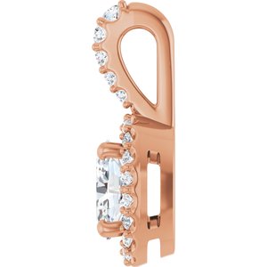 14K Rose Gold Lab-Grown Moissanite & 1/5 CTW Natural Diamond Halo-Style Pendant
