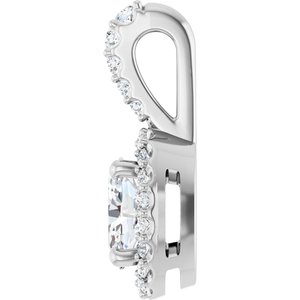 Platinum Lab-Grown Moissanite & 1/5 CTW Natural Diamond Halo-Style Pendant