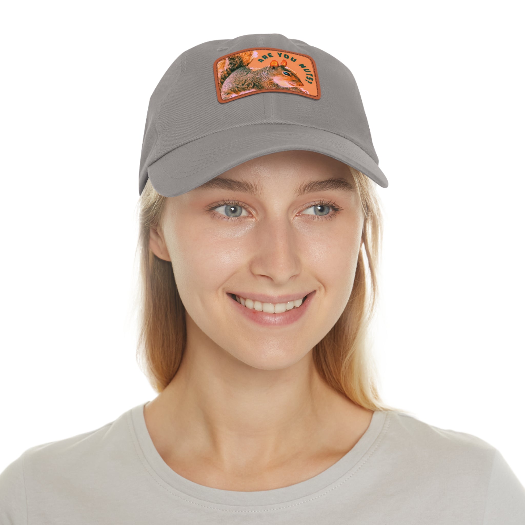 Are You Nuts? Squirrel Hat with Rectangular Leather Patch