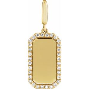 14K Yellow Gold Vermeil Engravable 1/6 CTW Lab-Grown Diamond Dog Tag Charm/Pendant