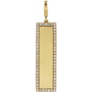 Engravable Accented Bar Charm/Pendant