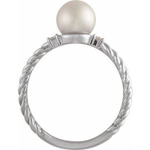 Accented Rope Pearl Ring