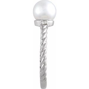 Accented Rope Pearl Ring