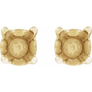 14K Yellow Gold 3 mm Round 4-Prong Earring Mounting – image 2