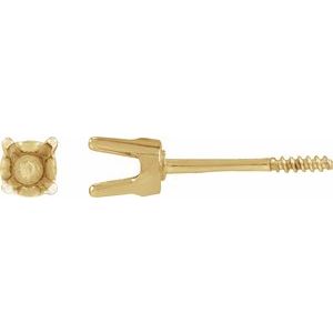14K Yellow Gold 3 mm Round 4-Prong Earring Mounting