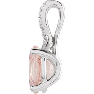 14K White Gold Natural Pink Morganite & .03 CTW Natural Diamond Pendant
