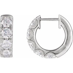 14K White Gold 1 7/8 CTW Lab-Grown Diamond Hinged 14.7 mm Hoop Earrings