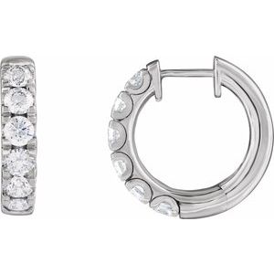 14K White Gold 1 7/8 CTW Natural Diamond Hinged 19.45 mm Hoop Earrings