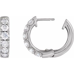 14K White Gold 1 7/8 CTW Lab-Grown Diamond Hinged 19.45 mm Hoop Earrings