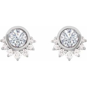 14K White Gold 4 mm Round .08 CTW Natural Diamond Semi-Set Earrings – image 2