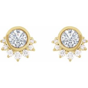14K Yellow Gold 4 mm Round .08 CTW Natural Diamond Semi-Set Earrings – image 2