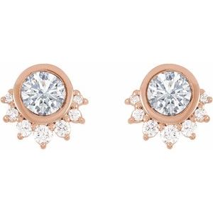 14K Rose Gold 4 mm Round .08 CTW Natural Diamond Semi-Set Earrings – image 2