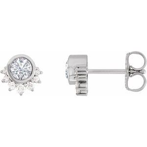Sterling Silver 4 mm Round .08 CTW Natural Diamond Semi-Set Earrings