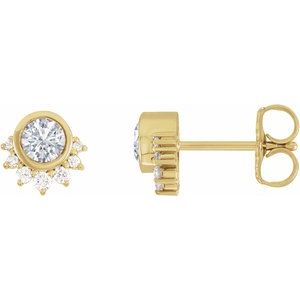 14K Yellow Gold 4 mm Round .08 CTW Natural Diamond Semi-Set Earrings