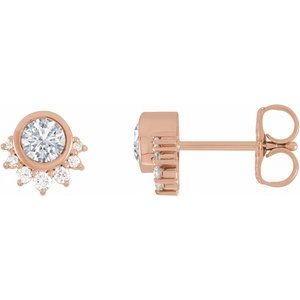 14K Rose Gold 4 mm Round .08 CTW Natural Diamond Semi-Set Earrings