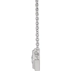 Platinum Natural White Sapphire Geometric 18" Necklace