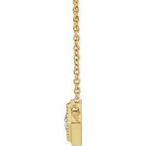 14K Yellow Gold Natural White Sapphire Geometric 16" Necklace