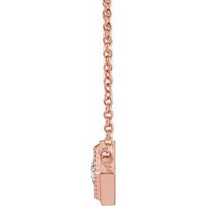 14K Rose Gold Natural White Sapphire Geometric 18" Necklace