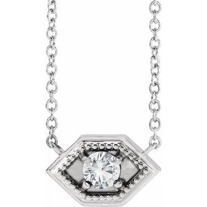 Sterling Silver Natural White Sapphire Geometric 18" Necklace