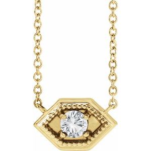 14K Yellow Gold Natural White Sapphire Geometric 18" Necklace