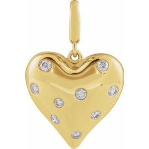 14K Yellow Gold 1/6 CTW Natural Diamond Puffed Heart Charm/Pendant