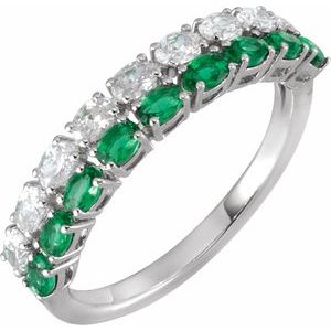 14K White Gold Lab-Grown Emerald & 9/10 CTW Lab-Grown Diamond Ring