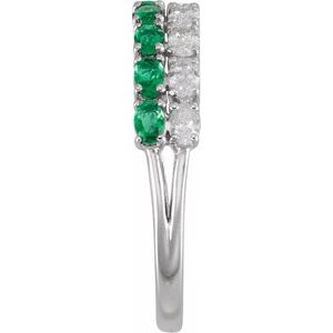 14K White Gold Lab-Grown Emerald & 9/10 CTW Lab-Grown Diamond Ring