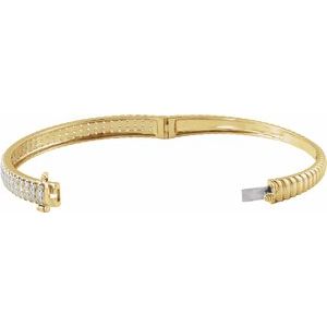 14K Yellow Gold 1 3/8 CTW Lab-Grown Diamond Bangle 7" Bracelet