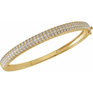 14K Yellow Gold 1 3/8 CTW Lab-Grown Diamond Bangle 7" Bracelet
