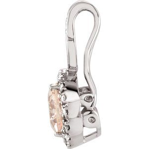 14K White Gold Natural Pink Morganite & 1/8 CTW Natural Diamond Pendant