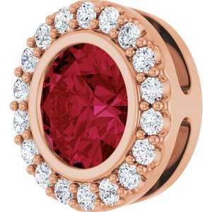14K Rose Gold Lab-Grown Ruby & 1/4 CTW Natural Diamond Halo-Style Pendant