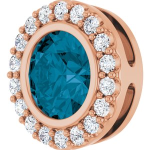 14K Rose Gold Natural London Blue Topaz & 1/4 CTW Natural Diamond Halo-Style Pendant