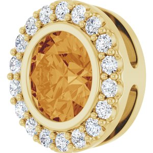 14K Yellow Gold Natural Citrine & 1/4 CTW Natural Diamond Halo-Style Pendant