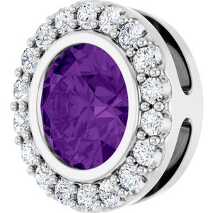 14K White Gold Natural Amethyst & 1/4 CTW Natural Diamond Halo-Style Pendant