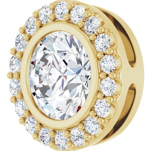 14K Yellow Gold Lab-Grown Moissanite & 1/4 CTW Natural Diamond Halo-Style Pendant