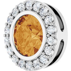 Platinum Natural Citrine & 1/4 CTW Natural Diamond Halo-Style Pendant